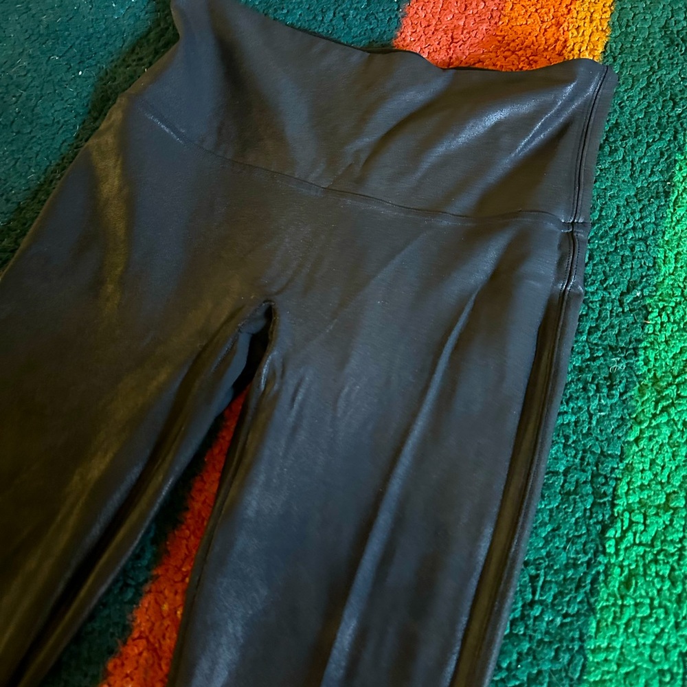 Spanx black faux leather leggings